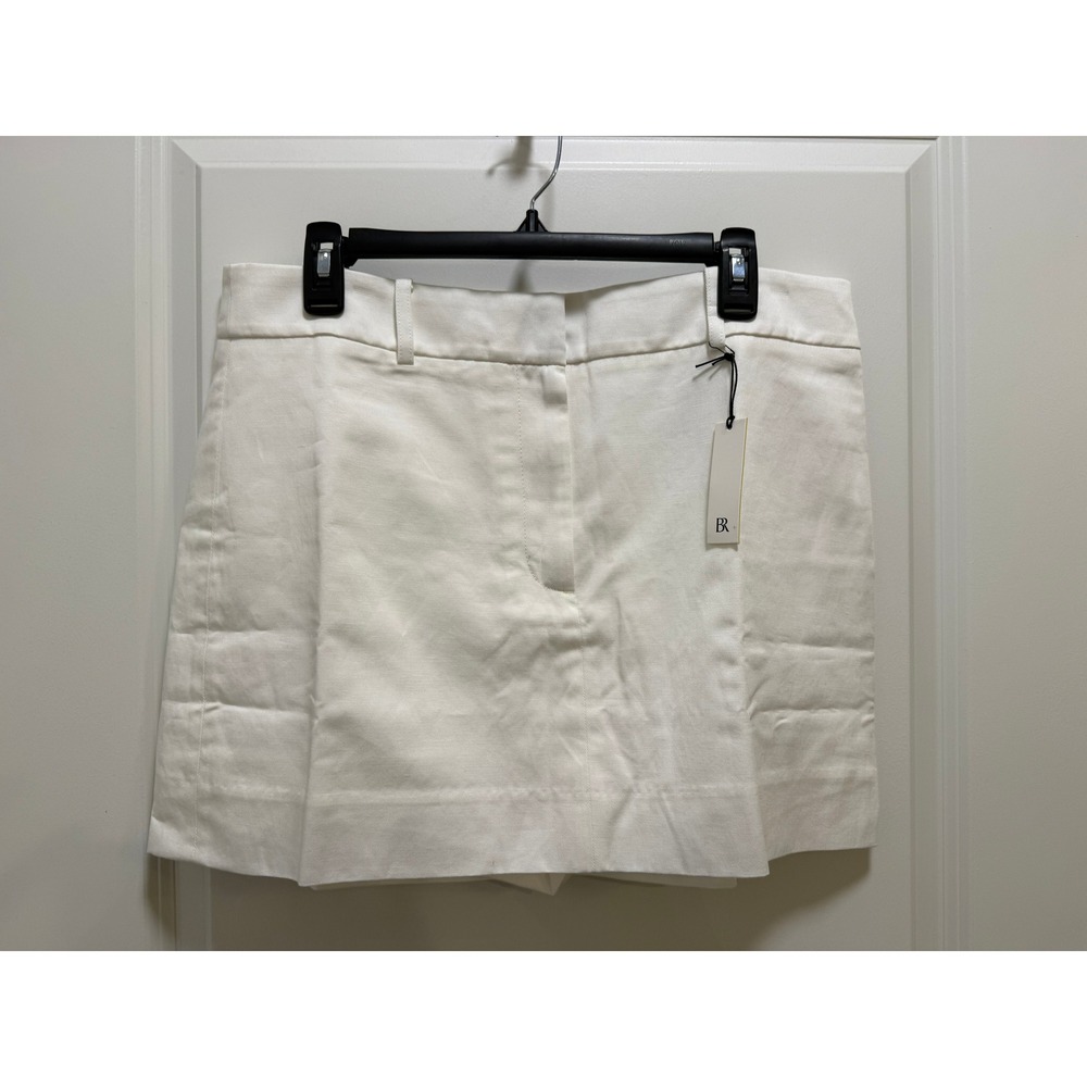 Banana Republic White Linen Blend Skort Shorts Skirt Size 14 890045-01-1